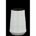 Urban Trends Collection Medium Ceramic Round Vase with Combed Design Body, White 45725